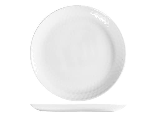 Home Arc Pampille Set 6 Piatti Piani in Opale Bianco, 25cm, Effetto Diamantato