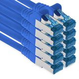 1aTTack.de Patchkabel – 10x 0,5m Ethernet-, netwerk-, LAN-kabel CAT6a (voor Gigabit-netwerken, routers, switches, modems met RJ45-ingang – blauw)