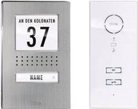 m-e modern-electronics 41137 Complete set voor Deurintercom Kabelgebonden Eengezinswoning RVS, Wit