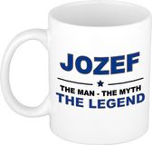 Bellatio Decorations Jozef naam cadeau mok - man myth legend - koffiemok - 300 ml - collega - vaderdag - Donkerblauw - Keramiek