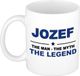 Bellatio Decorations Jozef naam cadeau mok - man myth legend - koffiemok - 300 ml - collega - vaderdag - Donkerblauw - Keramiek