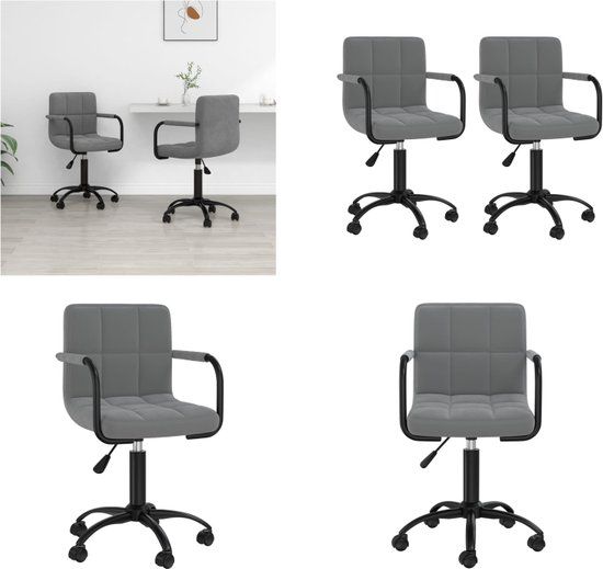 vidaXL Eetkamerstoelen draaibaar 2 stuks fluweel donkergrijs
