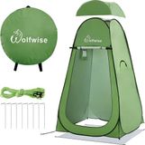 Merkloos Pop-upkleedcabine, outdoor-toilettent, campingdouchetent, mobiel toilet met afneembare tentvloer en kap, waterdicht, draagbaar