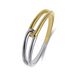 Lucardi Dames Zilveren bicolor ring twist voor dames - Ring - 925 Zilver - Zilver- en goudkleurig - 16.50 / 52 mm