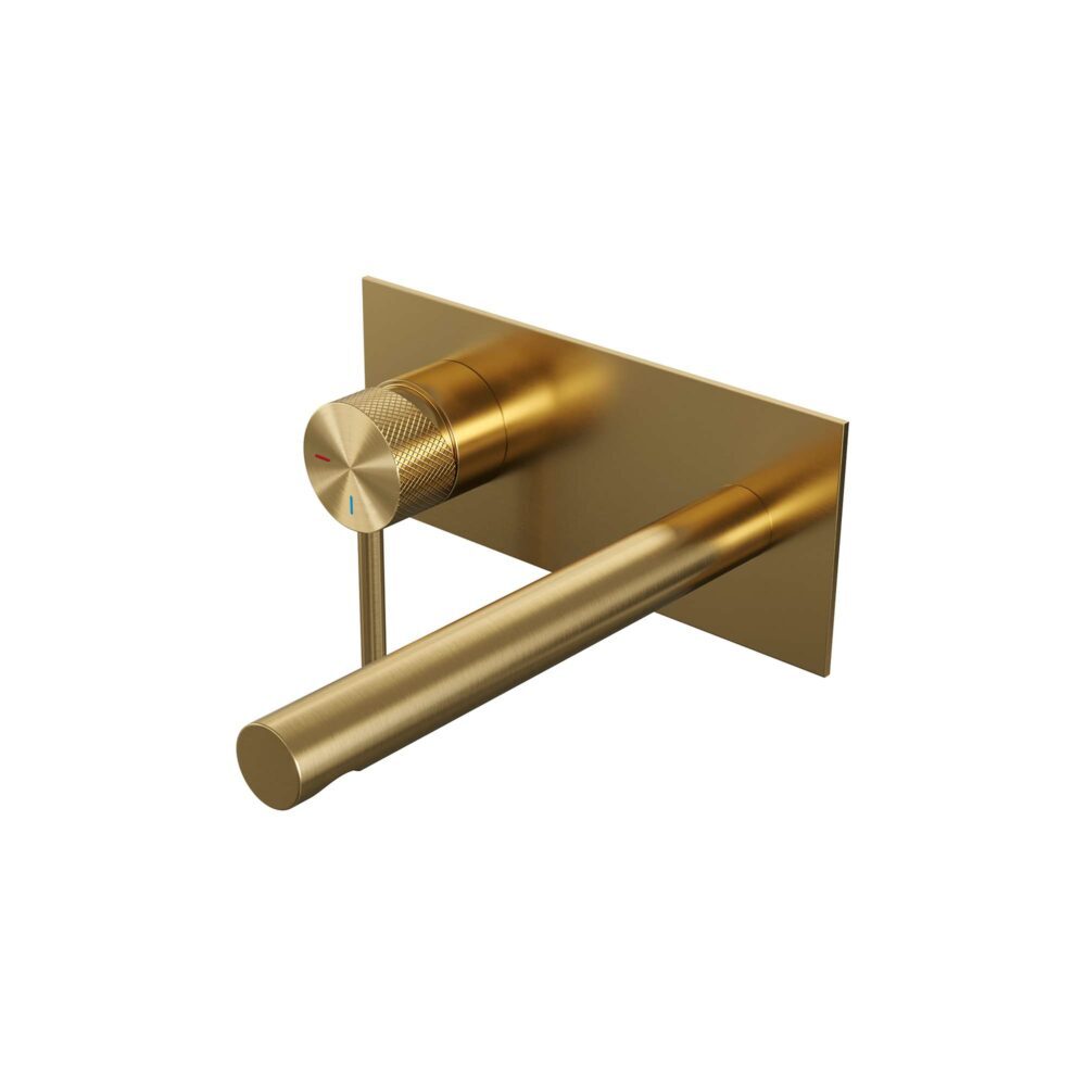 Brauer Brauer Gold Carving inbouw wastafelkraan met rechte uitloop en ronde staaf 20x9 goud