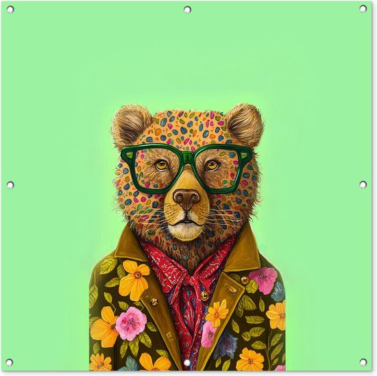 GreatGardenPosters Tuindoek Beer - 100x100 cm - Multicolor - PVC/Kunststof - Vierkant - Landelijk - Zomer