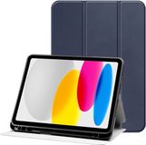 Étui pour tablette adapté pour Apple iPad 11 (2025) / 10.9 (2022) | Étui livre luxe Tri-Fold | Étui de protection en cuir artificiel | Fonction support | Bleu