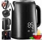 many_brands Lehmann Elektrische waterkoker met temperatuurregeling, LED, 1.7L, Zwart