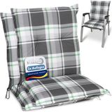 Beautissu Set van 2 Tuinkussens Lage Rug 100x50 cm Mintgroen Geruit