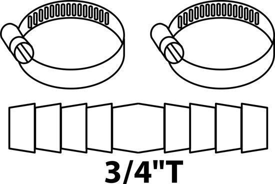 KIRCHHOFF MS slang verbindingsstuk, blanco, 3/4", met 2x slangklem