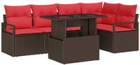 vidaXL Tuinbank Set 6-delig Bruin Polyrattan