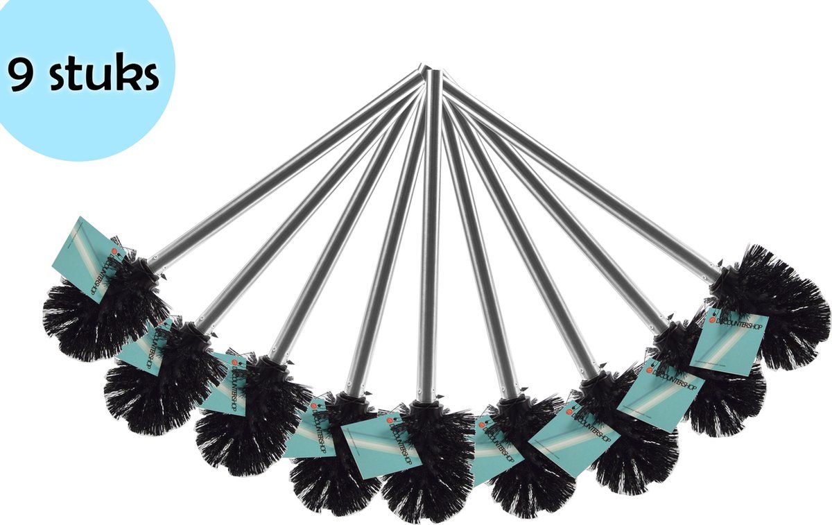 discountershop Losse toiletborstel universele RVS Toiletborstel Set - 9 Stuks WC-borstel WC Toilet Borstel Borstels Toiletborstels