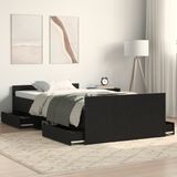 vidaXL Cadre de lit avec tiroir Chêne noir 203 x 93 x 50 cm Bois traité