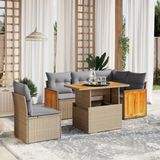 Maison Exclusive - Ensemble de meubles de jardin 6 pièces avec canapé et coussins, beige, en polyrotin