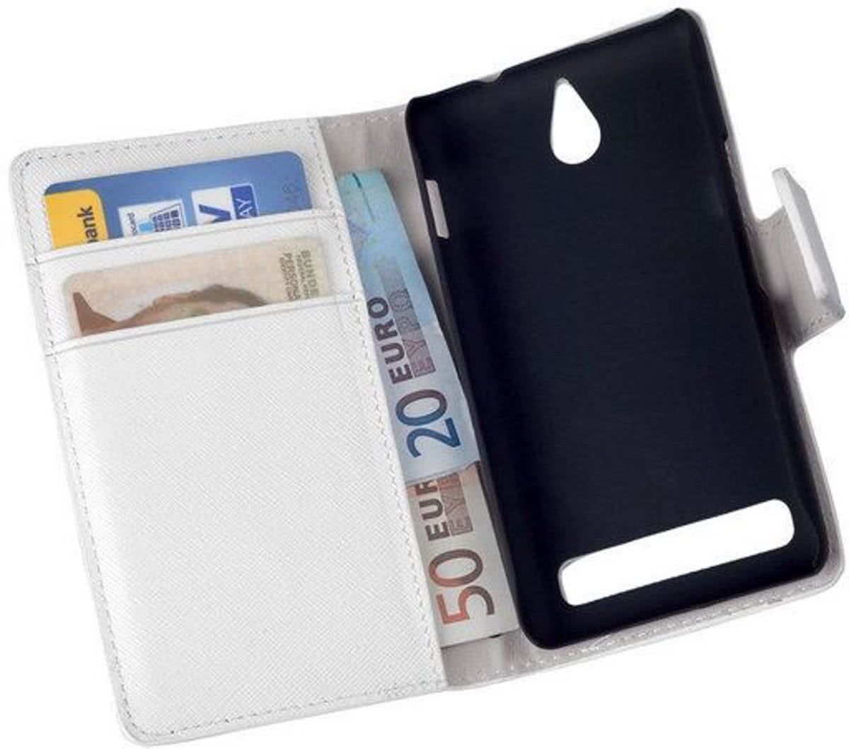 LELYCASE HC Bookcase Flip Wallet case Telefoonhoesje Sony Xperia E1 Wit