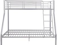 Vente-unique Lit superposé métal argenté 90 x 190 cm, 140 x 190 cm