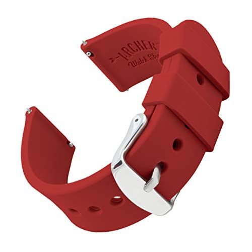 Archer Watch Straps - Vervangende Quick Release Horlogebanden van Zacht Siliconen Rubber voor Dames en Heren (Venitiaans Rood, 22mm)