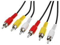 PremiumCord Cinch-kabel 2 m, 3x RCA stekker naar 3x RCA RCA-stekker, audio-video-verbindingskabel, stereo, voor tv, mobiele telefoons, MP3, HiFi, kleur zwart
