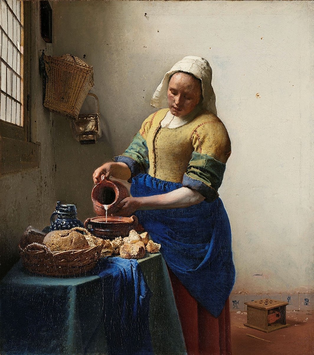 Airtex foto behang Het melkmeisje van Vermeer