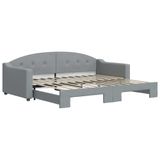 vidaXL Slaapbank met onderschuifbed 90x200 cm stof lichtgrijs