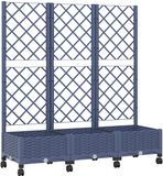 vidaXL Tuinplantbak met schutting en wielen blauw grijs PP