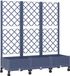 vidaXL Tuinplantbak met schutting en wielen blauw grijs PP