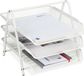 Merkloos Relaxdays brievenbak metaal, 3 vakken, kantoor, voor A4, sorteerrek voor brieven & post, HBD: 26,5x29,5x35,5 cm, wit