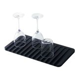 Yamazaki 7448 FLOW Draining Mat, black, Silicone, 38 x 20 x 1.2 cm