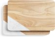 Springlane Snijplank - Rubberhout en Marmer - Ontbijtplankjes Set van 2 - 28 x 18 x 1,5 cm