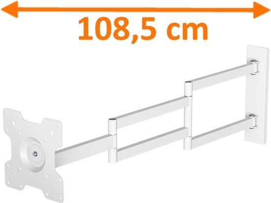 DQ Wall-Support STB 2237 1 W Kantelbare en draaibare muurbeugel - 15-32 inch - Wit