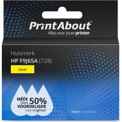 PrintAbout Huismerk HP F9J65A (728) Inktcartridge Geel Hoge capaciteit