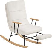 Songmics HOME Schommelstoel, rubberhouten poten, schommelstoel, fleece oppervlak, 4-voudig verstelbare rugleuning, draagvermogen tot 160 kg, voor slaapkamer, woonkamer, crèmewit LYY016W01