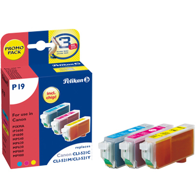 pelikan 3 Ink cartridges multi pack / cyaan, geel, magenta