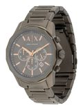 Armani Exchange Silver Tone Watch for Men, Quarz-Chronographenwerk und 44mm Gehäusegröße mit Edelstahlarmband