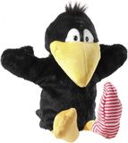 Heunec Dieren Handpoppen - Kleine Vogel - Raaf/Kraai - 36 cm - Zwart
