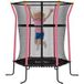 Trampoline Rose Noir Ø 1,63 X 1,9 M Filet De Sécurité Porte Zippée 6 Poteaux Rembourrés Inclus