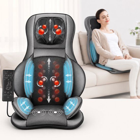 Lifeproducts Massagestoel - Rugmassage Apparaat - Shiatsu Rug Massagekussen - Massage Apparaat voor Nek en Rug - Massage Stoel met Infrarood Verwarming