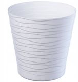KADAX Bloempot met onderzetter, lichte ronde plantenbak voor binnen van kunststof, voor bloemen en planten (21 cm, wit)