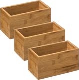 5five Set van 3x stuks sieraden / make-up houder - box - 18 x 9 x 9,5 cm - bamboe hout - organizer bakje - badkamer