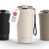 LARS NYSØM Rørelse Thermo Coffee Mug-to-go 500ml - sans BPA avec Isolation - Avec Sangle de Transport & Couvercle Tritan (Cream Beige)