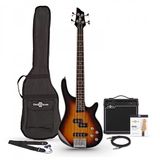 Gear4music Chicago Short Scale Basgitaar, Sunburst + 15 W Versterkerpakket