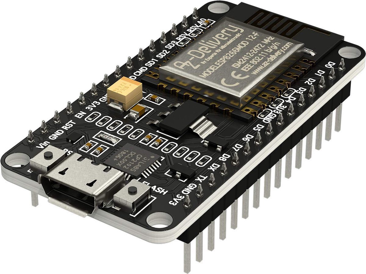 AZ Delivery NodeMCU Amica Modul V2 ESP8266 ESP-12E WIFI Wifi Development Board met CP2102 compatibel met Arduino Inclusief E-Book!