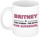 Bellatio Decorations naam cadeau mok - Britney - Woman Myth Supergirl - koffiemok - 300 ml - collega - moederdag