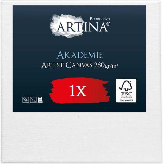 Artina Akademie – Schilderdoeken Canvas 60x60 cm – Spieraam van FSC® Hout – Wit Canvas 100% Katoen – 280 g/m150