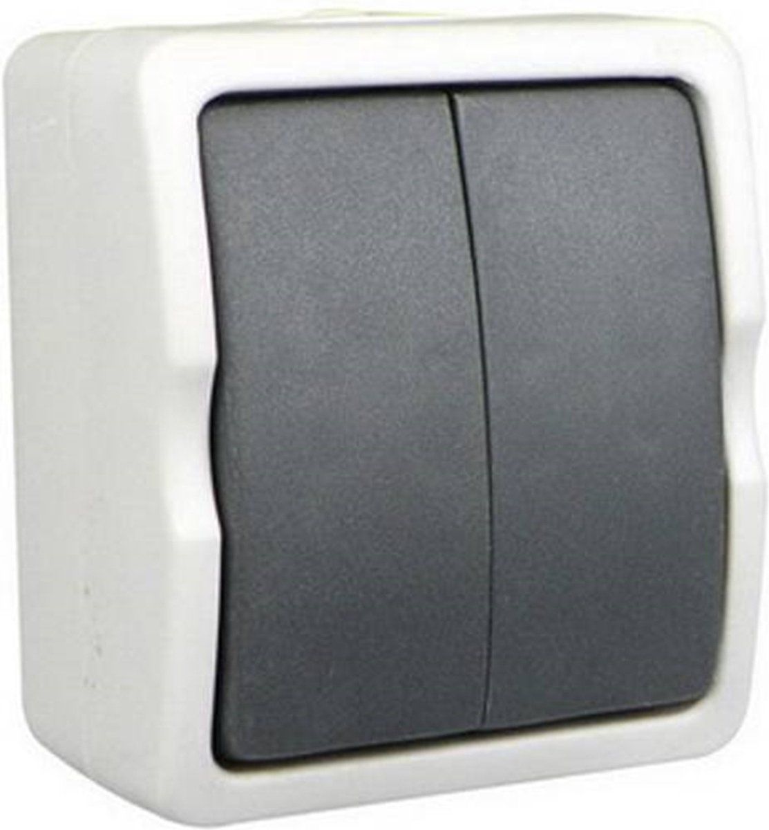 Ratio Panda Ratio Opbouw Serie Schakelaar Dubbel - Spatwaterdicht IP54 - Grijs / Wit