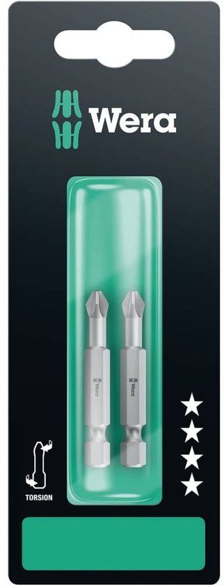 Wera 855/4 TZ SB SiS 05134384001 Kruis-bit PZ 1 Gereedschapsstaal Taai F 6.3 2 stuk(s)