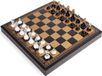 Italfama set 3-en-1, 48x48 cm, cuir écologique, or 24 carats, argent 925, jeu d'échecs + jeu de dames