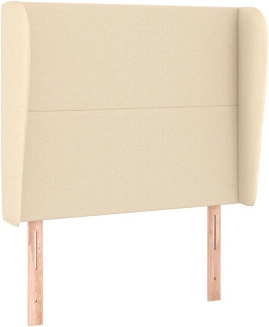 VidaXL Hoofdeind & Voeteind Crème Polyester/Hout 103x23x118/128 cm