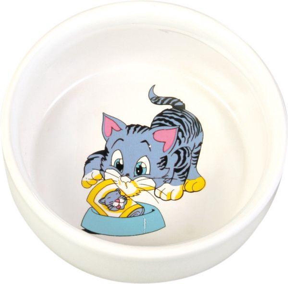 TRIXIE voerbak / waterbak stripkat met bak keramiek wit 11 cm 300 ml 4 st