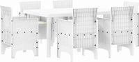 vidaXL Tuin Eettafel Set 7-delig Wit Polyrattan
